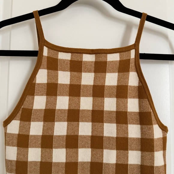NWT Madewell Mustard Brown and Cream Gingham Camisole, XS - Picture 3 of 9